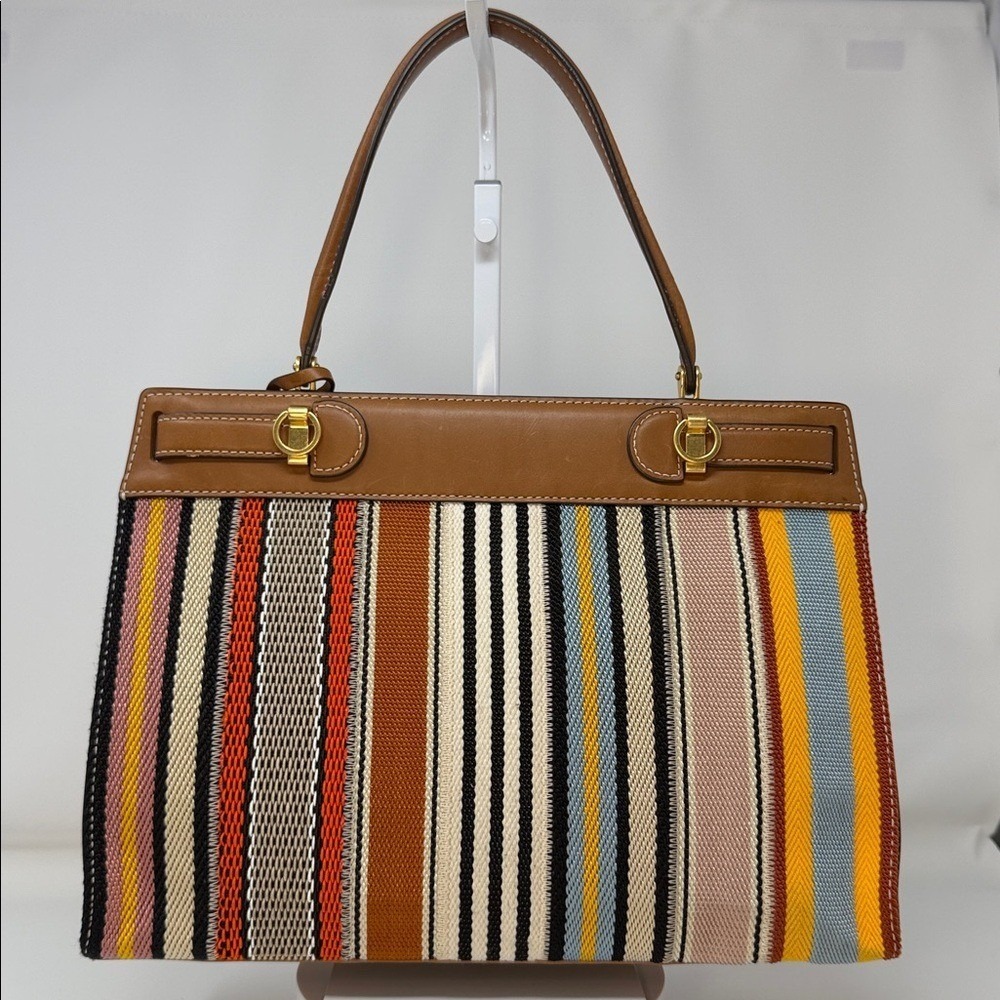 Tory Burch Lee Radziwill Patchwork Webbing & Leather Bag - Picture 7 of 17
